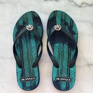 Coach Green and Black Flip Flops